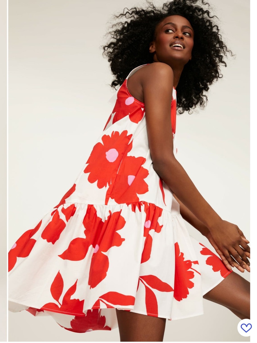 Peter Som White Dress with Red Floral Print